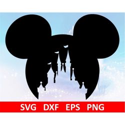 Mouse Castle Head Beauty Beast Mickey .svg .dxf .eps .png Digital Cut Files Layered Cricut Silhouette Card Making Paper