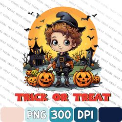 Trick Or Treat Png, Cute Little Wizard, Kids Halloween Png, Digital Download, Sublimation, Halloween Wizard Png