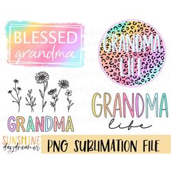 Grandma sublimation PNG, Grandma Bundle sublimation file, Grandma shirt PNG design, Grandma flower Sublimation design, D
