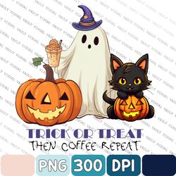 Halloween Trick Or Treat Png, Halloween Trick Or Treat, Halloween Coffee Png, Funny Halloween Png, Coffee Halloween Png