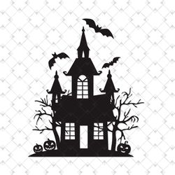 Halloween haunted house silhouette