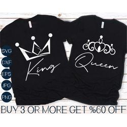 King and Queen SVG, Valentines SVG, Couples SVG, Mr and Mrs Svg, Crown Svg, Matching Shirt Svg File For Cricut, Sublimat
