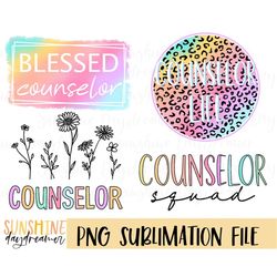 Counselor sublimation PNG, Counselor Bundle sublimation file, School counselor shirt PNG design, Flower Sublimation desi