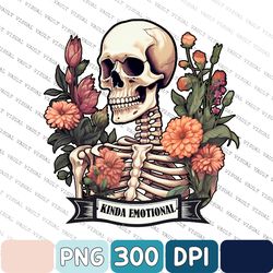 Kinda Emotional Kinda Emotionless Png, Flower Skull Png, Motivational Png, Skeleton Design, Dead Inside Png