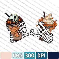 Skeleton Coffee Cups Png, Sublimation Design Download, Coffee Cups Png, Skull Coffee Cup Png, Scary Coffee Cup Png
