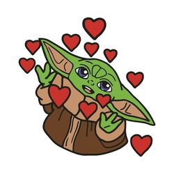 Valentine Baby Yoda Svg, Valentine Svg, Baby Yoda Svg, Baby Yoda Love Svg, Baby Yoda Hearts Svg, Baby Yoda Gifts Svg, Va