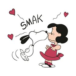 Smak Snoopy Lucy Svg, Valentines Svg, Snoopy Svg, Lucy Svg, Kissing Svg, Hearts Svg, Snoopy Kisses Lucy Svg, Snoopy Love