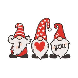 Gnomes I Love You Svg, Valentine Svg, I Love You Svg, Gnomes Svg, Heart Svg, Love Svg, Love Gifts Svg, Three Gnomes Hold