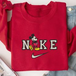 Nike Mickey Embroidered Crewneck, Disney Embroidered Sweater, Disneyland Hoodie, Unisex Shirt