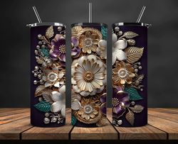 3D Flowers Tumbler Wrap, 3D Floral Sublimation Tumbler Design,Instant Digital Download PNG 20