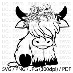 Baby Cow svg Highland Cow svg Cuttable Design SVG PNG dxf Eps Ai Pdf Jpg Designs Cricut Cameo File Silhouette Highland H