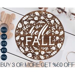 Hello Fall SVG, Fall Sign SVG, Fall Leaves SVG, Glowforge, Thanksgiving, Farmhouse, Png, Svg Files for Cricut, Sublimati