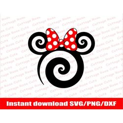 Spiral Minnie Mouse head SVG, Minnie Mouse SVG, Minnie Head Instant download for Cricut and Silhouette, digital cut file