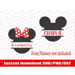 Sliced Mickey and Minnie Mouse SVG, set of two mouse head SVG, Instant download for Cricut and Silhouette, digital cut f