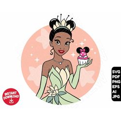 Tiana SVG snacks Princess and the frog png clipart , cut file layered by color