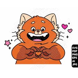Turning Red SVG png Mei lee red panda clipart , cut file layered by color