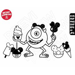 Monsters inc SVG disneyland snacks Mike Wazowski dxf png clipart , cut file outline silhouette