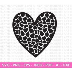 Giraffe Pattern Heart Svg, Heart SVG, Hand-drawn Heart svg, Valentine Heart svg, Heart Shape, Patterned Heart, Cut Files