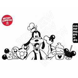 Goofy SVG Disneyland snacks svg  , clipart png , cut file outline silhouette