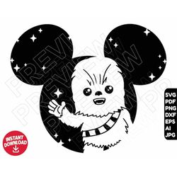 Chewbacca SVG disneyland ears svg png dxf clipart , cut file outline silhouette