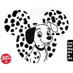 101 Dalmatians SVG ears dalmatian svg png clipart dog cute , cut file silhouette