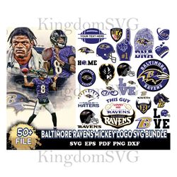 Baltimore Ravens Mickey Logo Svg Bundle, Ravens Logo Svg, NFL Svg