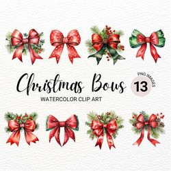 Christmas Ribbon Clipart | Watercolor Christmas Tree | Collage Images | Winter Clipart Bundle | Junk Journal | Digital P