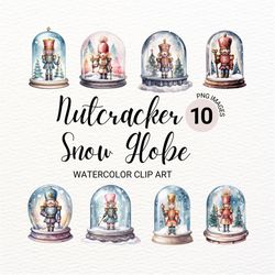 Nutcracker Snow Globe Clipart | Watercolor Christmas Clipart | Winter Clipart | Collage Images | Junk Journal | Holiday