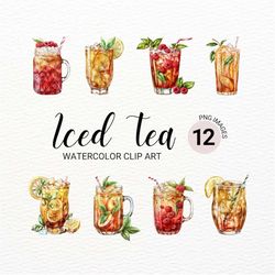 Iced Tea Clipart | Summer Drinks Clipart | Food Clipart Bundle | Junk Journal | Digital Planner | Commercial License | I