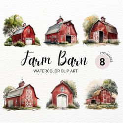 red farm barn clipart | farmhouse png | watercolor barn | farm png | red barn png | junk journal | farmers house