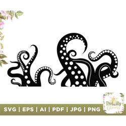 Tentacles SVG, Sea Monster SVG, Cut File Design for Cricut, Silhouette, Instant Download, Octopus SVG, Cthulhu, Tentacle