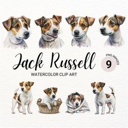Jack Russell Clipart  | Dog PNG | Watercolor Dog Clipart | Jack Russell Art | Dog Portrait | Puppy Images | Nursery Wall