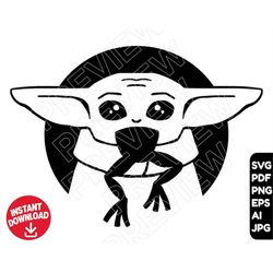 Baby Yoda SVG clipart snack time png ,the child  , vector cut file outline silhouette