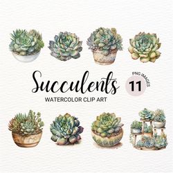 Watercolor Succulent PNG | Succulent Clipart Bundle | Floral PNG | Flower Clipart | Greenery Junk Journal | Digital Pape