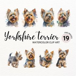 Puppy Yorkshire Terrier Clipart | Watercolor Yorkie PNG | Cute Dog Clipart | Dog Portrait | Dog PNG | Nursery Decor