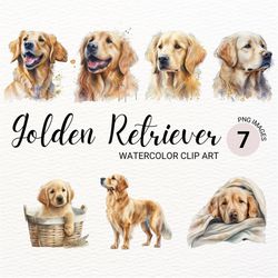 Golden Retriever Puppies Clipart | Golden Retriever PNG | Cute Dog Clipart | Dog PNG | Dog Portrait | Watercolor Clipart