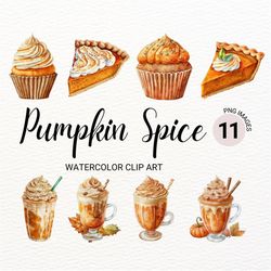 Pumpkin Spice PNG | Halloween Pumpkin Desserts | Food Clipart Bundle | Digital Planner | Junk Journal | Halloween Decor