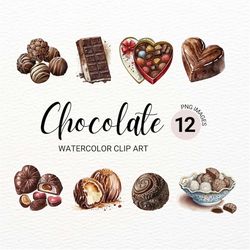 Watercolor Chocolate Clipart | Sweets Clipart Bundle | Kawaii Food Clipart | Junk Journal | Candy Clipart | Digital Pape