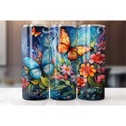 20 Oz Watercolor Butterfly Tumbler Wrap, Butterfly Tumbler Wrap, Vibrant Wrap, Straight Template, Tapered, Sublimation G