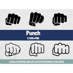 Punch Svg Bundle, Commercial Use SVG, Fist Svg, SVG Files for Cricut, Martial Arts Clipart, Hand Clipart, Fist Clipart,