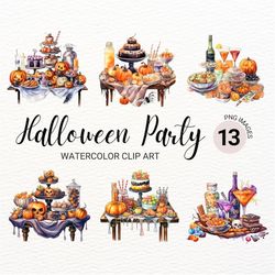 Halloween Party Clipart | Watercolor Candy PNG | Spooky Collage Images | Junk Journal | Party Invitation | Digital Plann