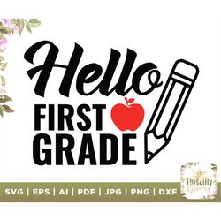 Hello First Grade Svg, Retro Back to School Svg, Back to School Shirt design, First Grade Squad, Digital Download File,