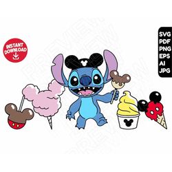 Stitch Disneyland snacks Mickey Mouse ears , cut file layered by color , instant download
