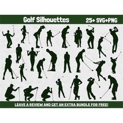 Golf Player Svg, Golf Silhouettes SVG, SVG Files for Cricut, Golf PNG, Golf Clipart, Golfer Svg, Sports Silhouettes, Gre