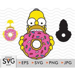 Homer Donut SVG, Cricut svg, Clipart, Layered SVG, Files for Cricut, Cut files, Print, Svg File, PNG, Instant Download