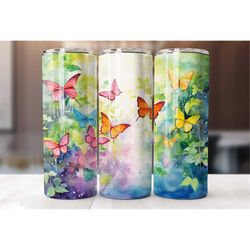 20 Oz Watercolor Butterfly Tumbler Wrap, Butterfly Tumbler Wrap, Vibrant Wrap, Straight Template, Tapered, Sublimation G