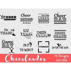 Cheerleader Svg Bundle, Cheer Svg, SVG Files for Cricut, Cheer Mom SVG, Cheer png