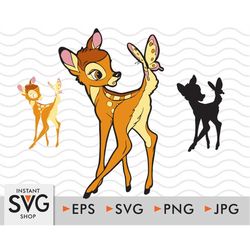 Bambi SVG & PNG Clip Files, Digital Download, Transparent Background, Scrapbook, Bambi svg, deer svg, eps, Thumper Print
