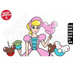 Bo Peep SVG Toy story snacks svg png clipart , cut file layered by color