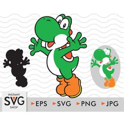 Yoshi SVG, PNG, jpg, Yoshi svg, Cricut, Silhouette Cameo, Cut File image, Digital download, Layered by color, Super Mari